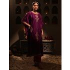 Purple Dori Embroidered Kaftan with Salwar - Set of 2