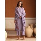Purple Embroidered Chanderi Mul Suit- Set of 3