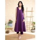Purple Cotton Kurta with Pants- Set of 2