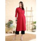 Maroon Cotton Kurta with Pants- Set of 2