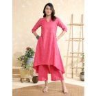 Pink Cotton Kurta with Pants- Set of 2