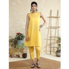 Yellow Cotton Kurta with Pants- Set of 2