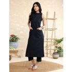 Black Cotton Kurta with Pants- Set of 2