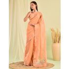 Orange Gota Patti Linen Tissue Saree