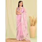 Purple Hand Embroidered Kota Doria Saree