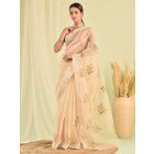 Beige Hand Embroidered Kota Doria Saree