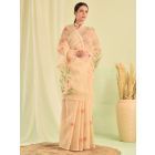 Beige Hand Embroidered Kota Doria Saree