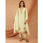 Green Aari Embroidered Chanderi Dupatta