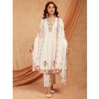 White Aari Embroidered Chanderi Dupatta