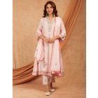 Pink Aari Embroidered Chanderi Dupatta