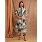 Ivory Black Printed Cotton Kurta with Pants - Set of 2