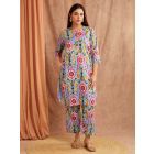 Multicolor Printed Cotton Kurta with Pants - Set of 2
