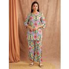Multicolor Printed Cotton Kurta with Pants - Set of 2
