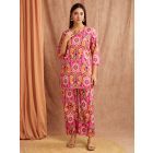 Multicolor Printed Cotton Kurta with Pants - Set of 2