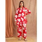 Red White Printed Cotton Co-ord Set - Set of 2
