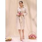 Cream Woven Cotton Dress with Belt