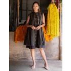 Black Woven Cotton Dress with Shrug- Set of 2