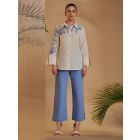 Ivory Embroidered Linen Blend Co-ord Set - Set of 2
