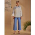 Ivory Embroidered Linen Blend Shirt
