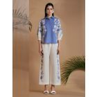 Blue Ivory Embroidered Linen Blend Co-ord Set - Set of 2
