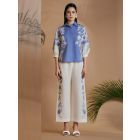 Ivory Embrodered Linen Blend Pants