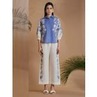 Blue Ivory Embrodered Linen Blend Shirt
