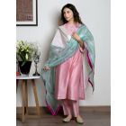 Sage Green Handwoven Organza Stripes Dupatta