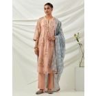 Old Rose Hand Block Printed Chanderi Kurta with Pants - Set of 2