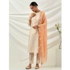 White Pink Hand Block Printed Chanderi Kurta
