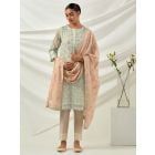 Green Hand Block Printed Chanderi Kurta