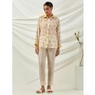 White Embroidered Chanderi Shirt