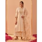 Ivory Tilla Embroidered Chanderi Silk Suit - Set of 3