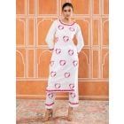 White Embroidered Cotton Kurta with Pants - Set of 2