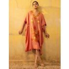 Peach Embroidered Cotton Blend Kaftan