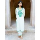 White Embroidered Cotton Blend Kurta with Palazzo - Set of 2