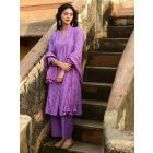 Lilac Schiffli Embroidered Cotton Suit - Set of 3