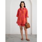 Orange Pink Checkered Cotton Shorts