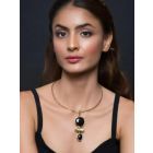 Gold Plated Black Handcrafted Brass Necklace