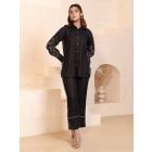 Black Embroidered Hemp Co-ord Set- Set of 2
