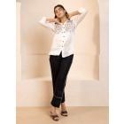 White Embroidered Bemberg Silk Co-ord Set- Set of 2