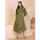 Olive Green Hemp Dress with Belt