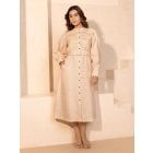 Beige Hemp Dress with Belt