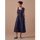 Blue Organic Cotton Twill Dress with Belt