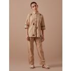 Beige Embroidered Organic Cotton Co-ord Set- Set of 2