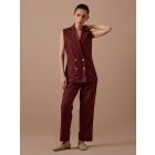 Maroon Applique Work Organic Cotton Twill Blazer