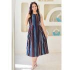 Multicolor Striped Hand Block Printed Cotton Dress