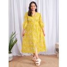 Yellow Printed Cotton Dress