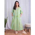 Green Striped Cotton Dress