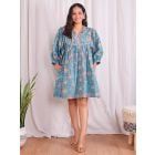 Blue Hand Block Printed Cotton Dress