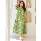 Green Hand Block Printed Cotton Dress